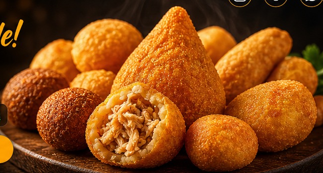 Salgadinhos crocantes do Imperador das Coxinhas